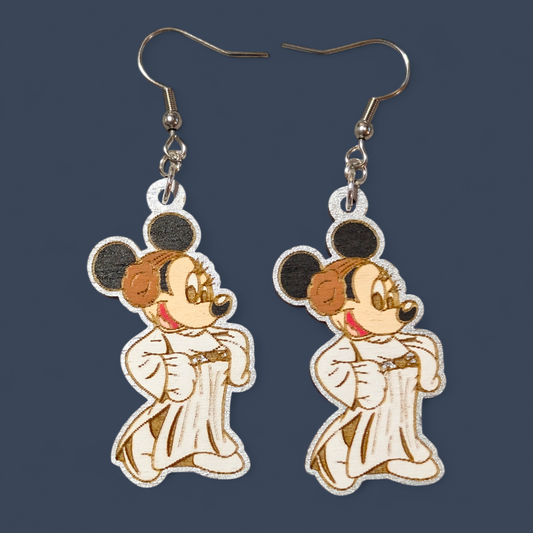 Minnie Star Wars Hand Painted Wood Earrings