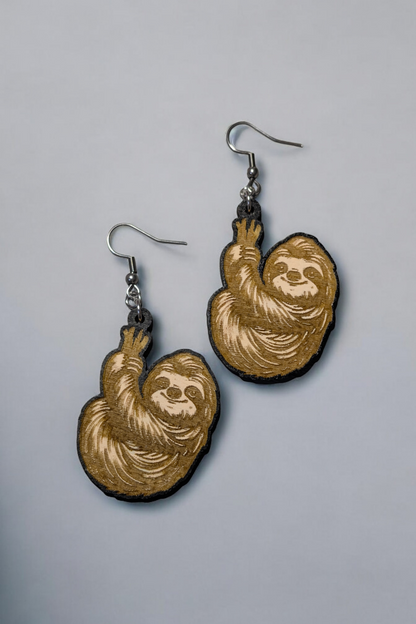 Cute Sloth Hand Painted Dangle Earrings