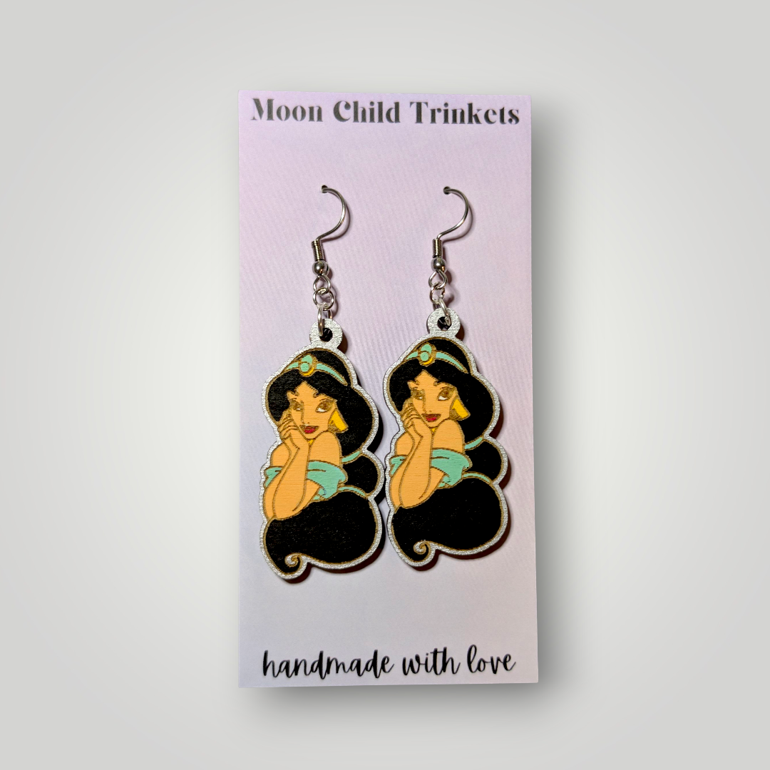 Jasmine Hand Painted Wood Earrings