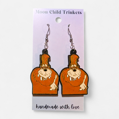 Bigfoot A Goofy Movie Hand Painted Wood Earrings