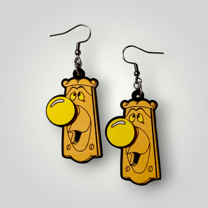 Doorknob Alice in Wonderland Hand Painted Wood Earrings