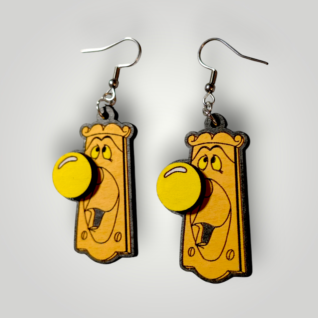 Doorknob Alice in Wonderland Hand Painted Wood Earrings