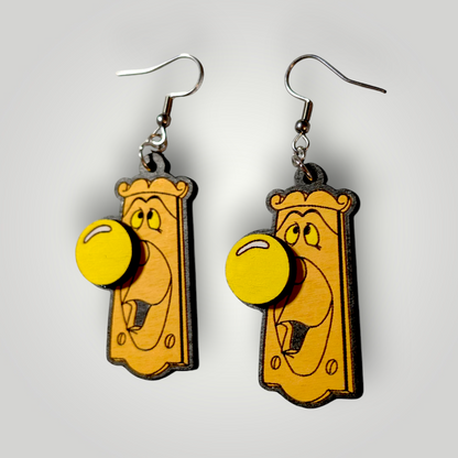Doorknob Alice in Wonderland Hand Painted Wood Earrings