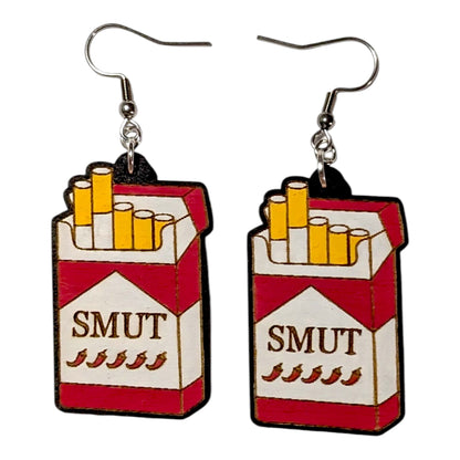 Smut Addiction Bookish Hand Painted Wood Earrings