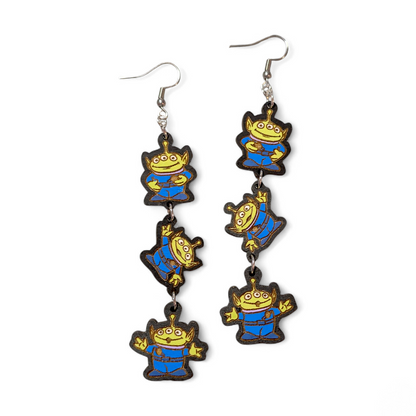 Toy Story Aliens Hand Painted Wood Dangle Earrings