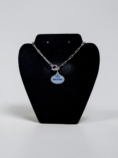 Personalized Disney Parks Name Tag Pearlescent Acrylic Paperclip Chain Necklace