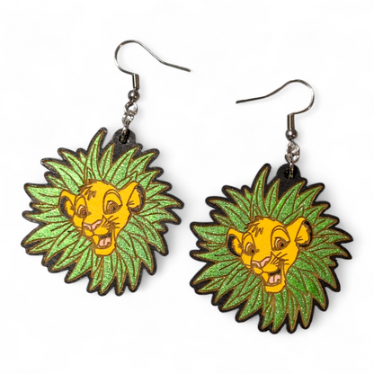 Simba Lion King Hand Painted Wood Earrings