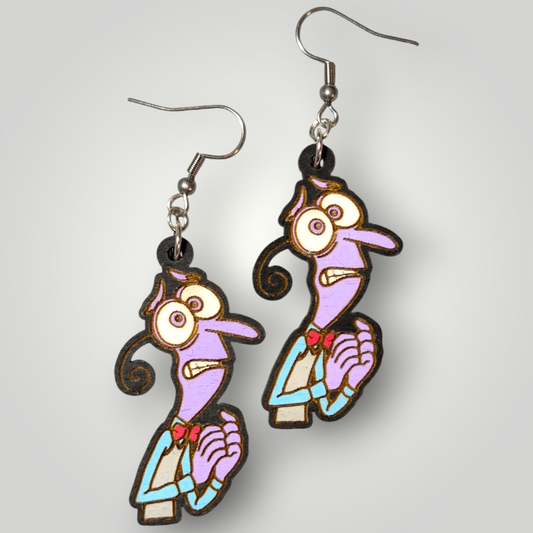 Fear Inside Out Hand Painted Wood Dangle Earrings