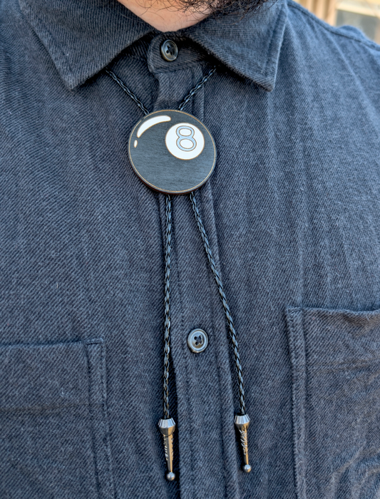 8 Ball Bolo Tie - Hand Painted Wood Bolo