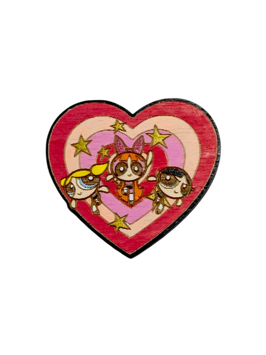 Powerpuff Girls Hand Painted Wood Magnet