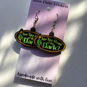 Are You Afraid Of The Dark? Hand Painted Wood Dangle Earrings