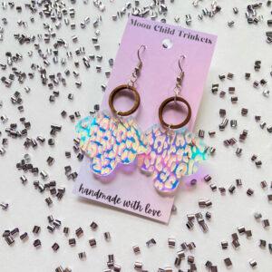 Iridescent Cheetah Scalloped Acrylic Earrings *LIMITED EDITION*
