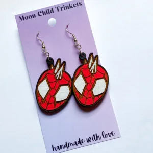 Spider Punk Hand Painted Wood Dangle Earrings