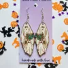 Floral Ghost Hand Painted Wood Earrings