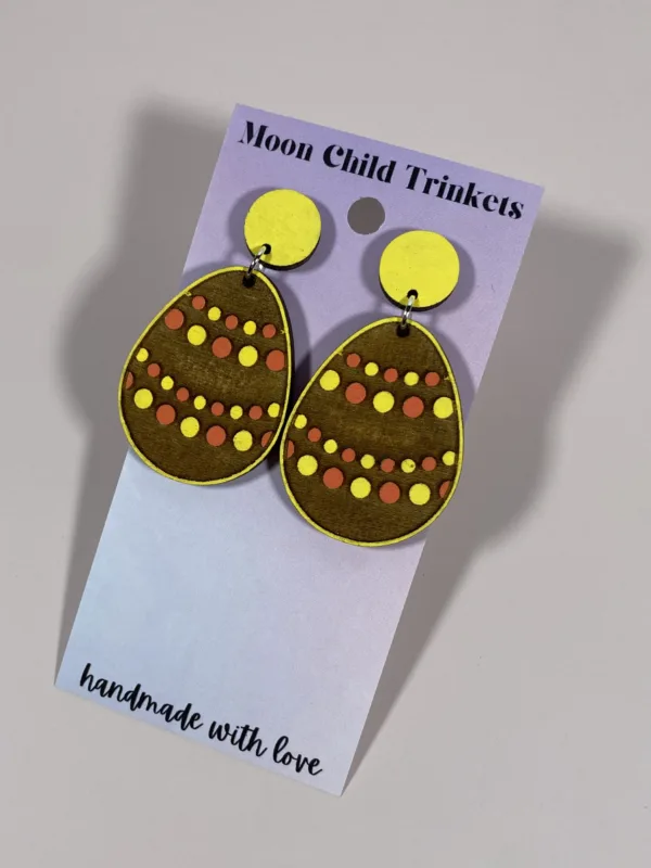 Yellow Polka Dot Easter Egg Earrings