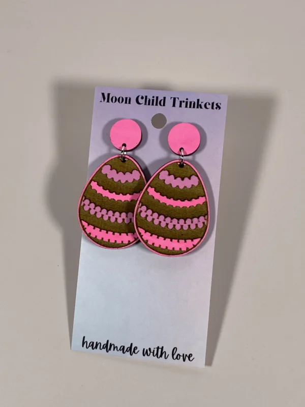 Pink and Purple Easter Egg Earrings