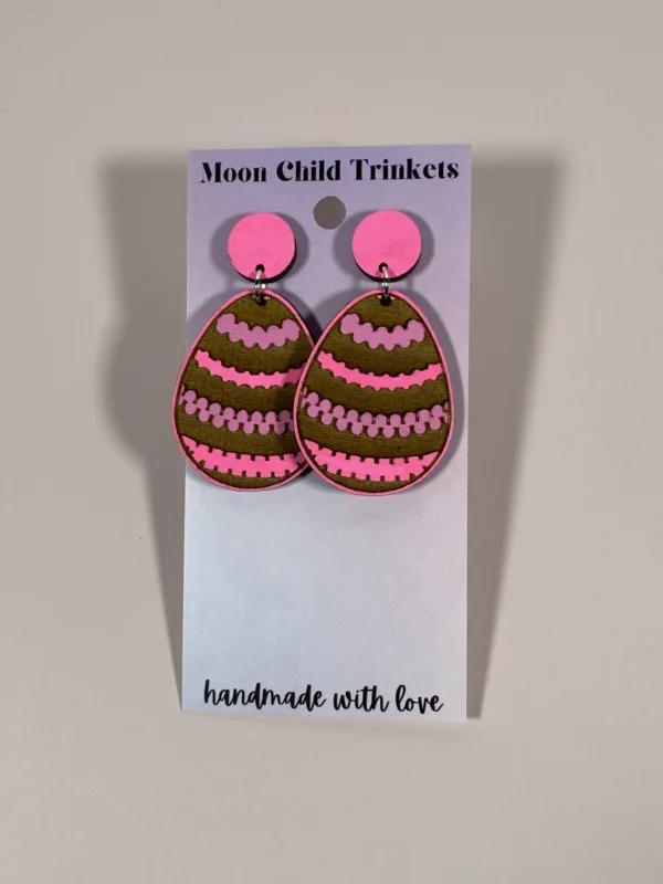 Pink and Purple Easter Egg Earrings