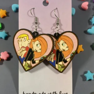 Kim & Ron Hand Painted Wood Earrings - Kim Possible Inspired Collection