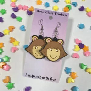 DW from Arthur PBS inspired Hand Painted Wood Dangle Earrings
